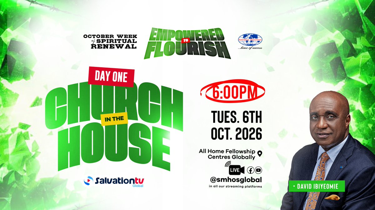 smhosglobal's tweet photo. God has called us to flourish, not merely survive! Join us this Tuesday for Day One of October WOSR, “Church in the House,” as we receive empowerment for unhindered growth in our spiritual lives, careers, and businesses.
Invite someone!
#SMHOS #OCTWOSR https://t.co/24B8SktCIA