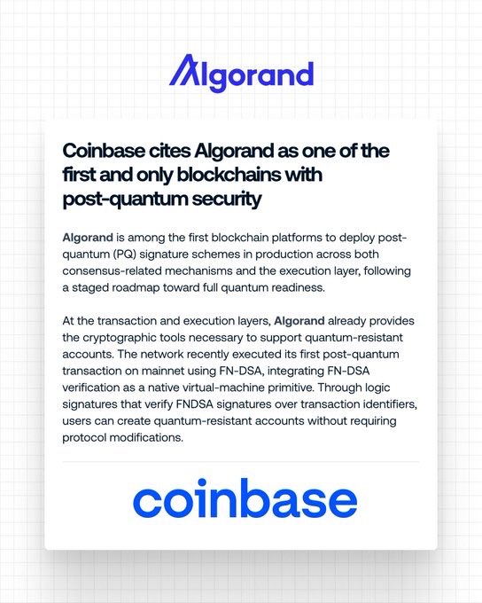 seawillpdx's tweet photo. @AlgoFoundation leading in quantum readiness! algorand:native 

“@Google and @Coinbase both highlighted Algorand's leading work in PQC, with 32 mentions in Google's landmark report”
- @Algorand https://t.co/BQnu20qA7o