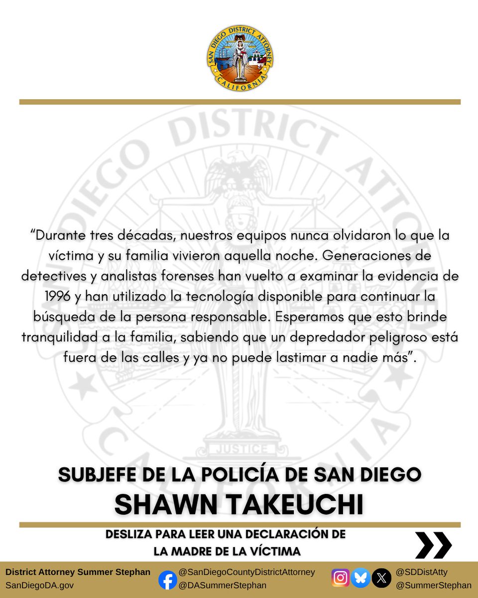 SDDistAtty's tweet photo. Justicia, casi 30 años después.
Michael D. Graham fue sentenciado a 60 años a cadena perpetua por la agresión sexual de una niña de 6 años en University City en 1996.
Una coincidencia de ADN en CODIS ayudó a los investigadores a identificarlo:
https://t.co/aaC0l897uw https://t.co/ZwUs3ESxCy