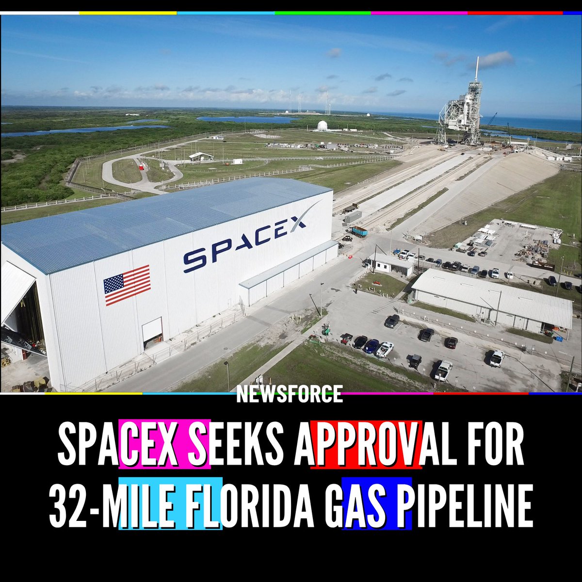 Newsforce's tweet photo. 🇺🇸 @SpaceX wants to build a 32-mile natural gas pipeline in Florida to fuel Starship launches from Cape Canaveral.

The pipeline would give SpaceX a dedicated gas supply for its rapidly expanding launch operations. https://t.co/wzagSGhF4V