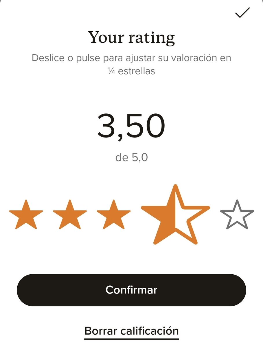 melxbloom's tweet photo. Al fin se puede poner media estrella en Goodreads. https://t.co/F8qBgxWbBP