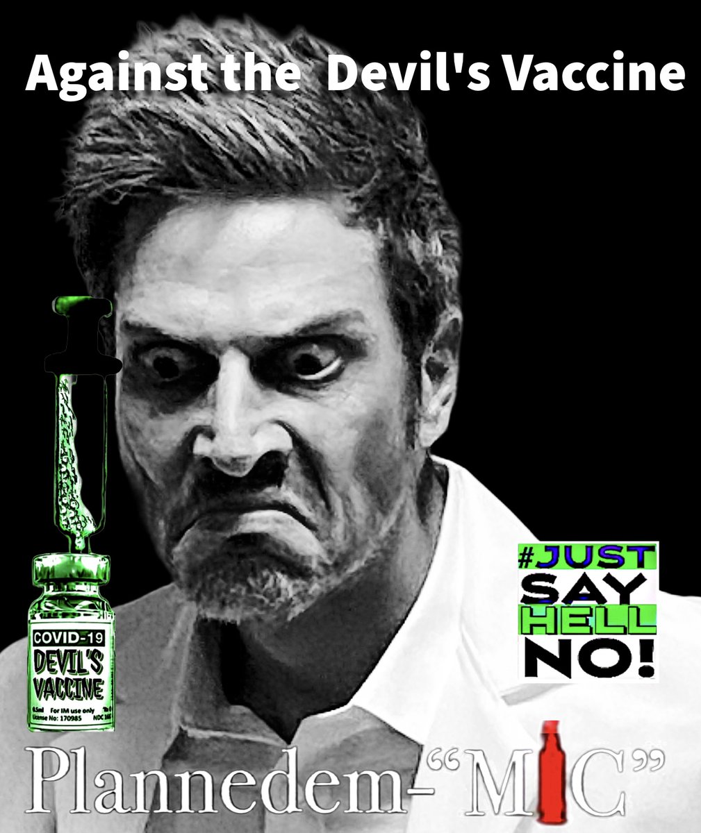 StandUpIn2025's tweet photo. These are images of good influential people who are against  “The Devil’s Vaccine”. Like them, the people need to  #justsayhellno to the the “Devil’s Vaccine”. Watch Plannedem-MIC on Rumble https://t.co/WNVE76pFZV  Get your Dr. Sick in jail tee: https://t.co/2d8WrtKqB6 https://t.co/J6tev95e9S