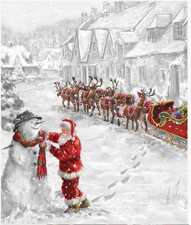 howarths63's tweet photo. More #Christmas Wishes #Santa #Snowman #Panel showcases #SantaClaus freshening up a #snowman with a #twinkle in his eye, he radiates #warmth and #holiday cheer, capturing the #magic of the #festive season https://t.co/uA6irq8tSd https://t.co/ZUJ6CE1uB9