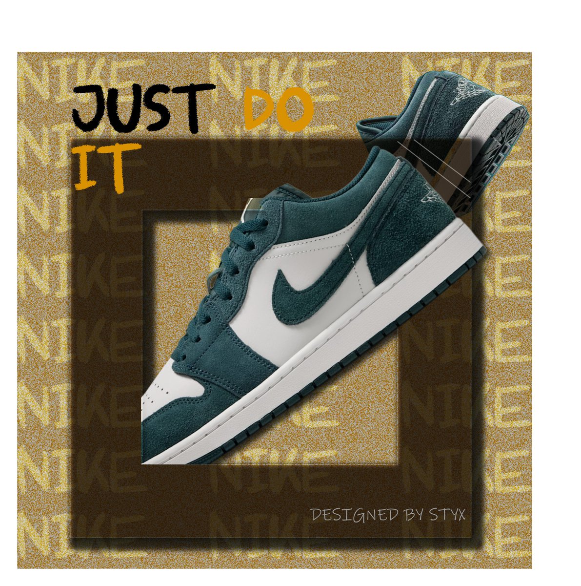 Samuel_styx's tweet photo. Breaking out of the frame 👟✨ Pushed my limits on this piece to create a seamless glass pop-out effect. Pouring 100% effort into every detail.
Concept poster for the Jordan 1 Low Teal. Designed by STYX.
Hashtags:
#Jordan1Low #NikePoster #GraphicDesign @Nike @Santandave1 https://t.co/eLf9zuTJuH