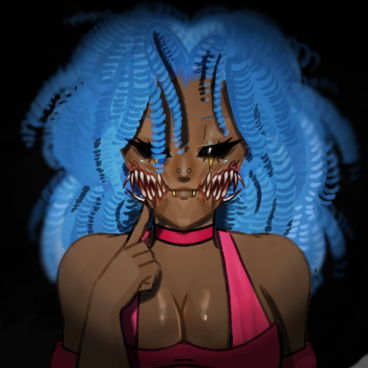 capucjina's tweet photo. First piece for the  art raffle!  @Ginnrec  Oc, It was so interesting to practice this hair!! I'm so happy with the result! Happy #spookymonth #artㅤㅤㅤ#artmootsㅤ https://t.co/bHyTVfCZPo
