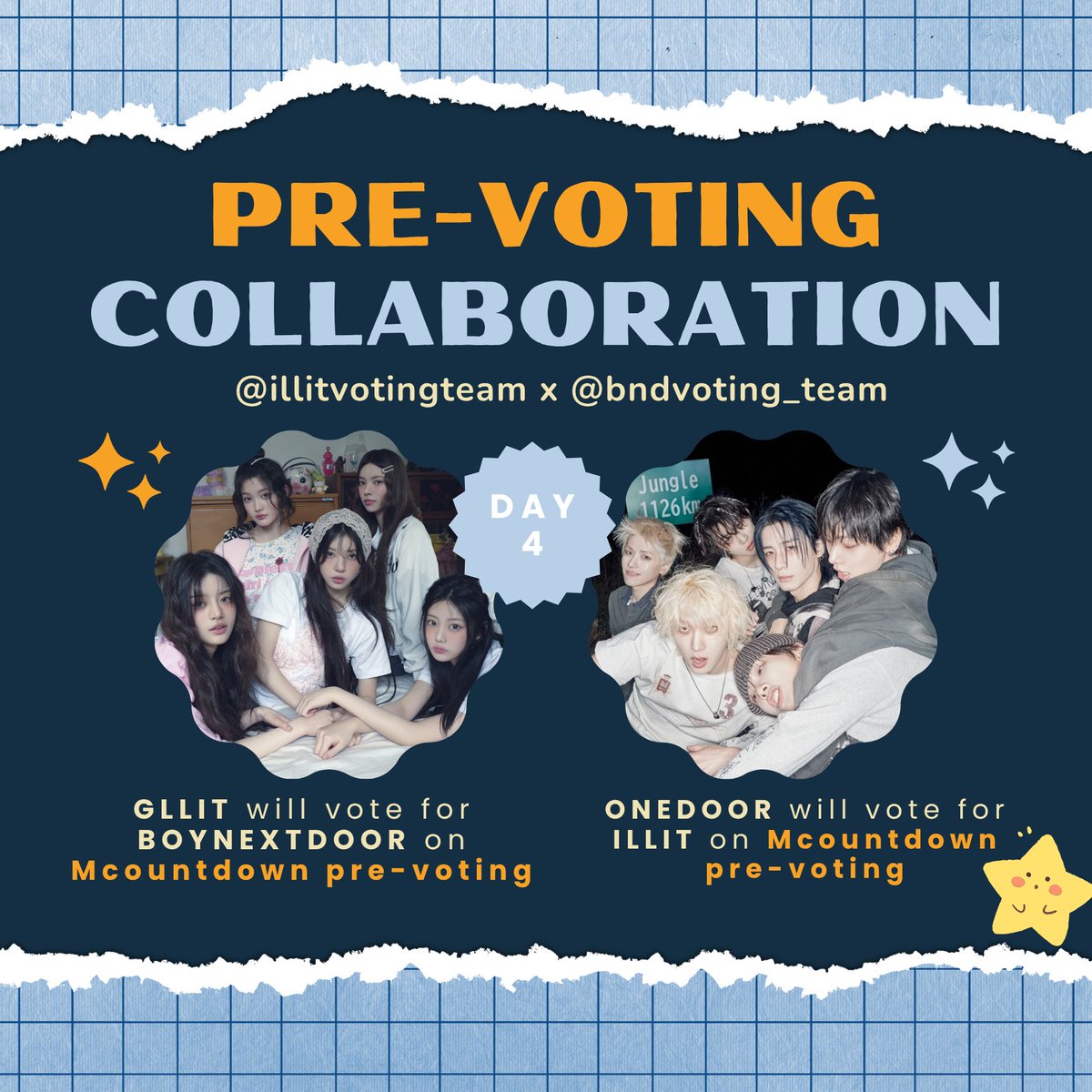 illitvotingteam's tweet photo. VOTING COLLAB - Day 4 (LAST DAY)   

GLLIT, please vote for BOYNEXTDOOR's "Animal" on the Mnet+ app.    

🔗 https://t.co/8WKvyDBEbC   

- 1 proof = 5 votes  
- Make sure to choose the "Pre-Voting" category    

⚠️Drop your proof in the replies! And don't forget to use a watermark  

#ILLIT #아일릿