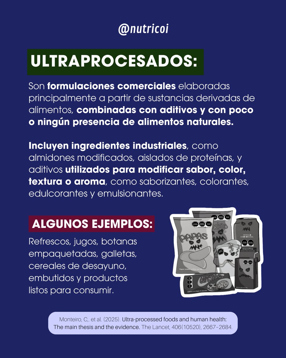 NutriCOI's tweet photo. Cuidado con los #ultraprocesados ⚠️

Estos productos forman parte cada vez más frecuente de nuestra alimentación, desplazando a los #alimentos frescos y naturales 🍪

Sin embargo, un consumo frecuente de estos productos se asocia con el desarrollo de diversas enfermedades 🥤 https://t.co/DtHRdHWXUK