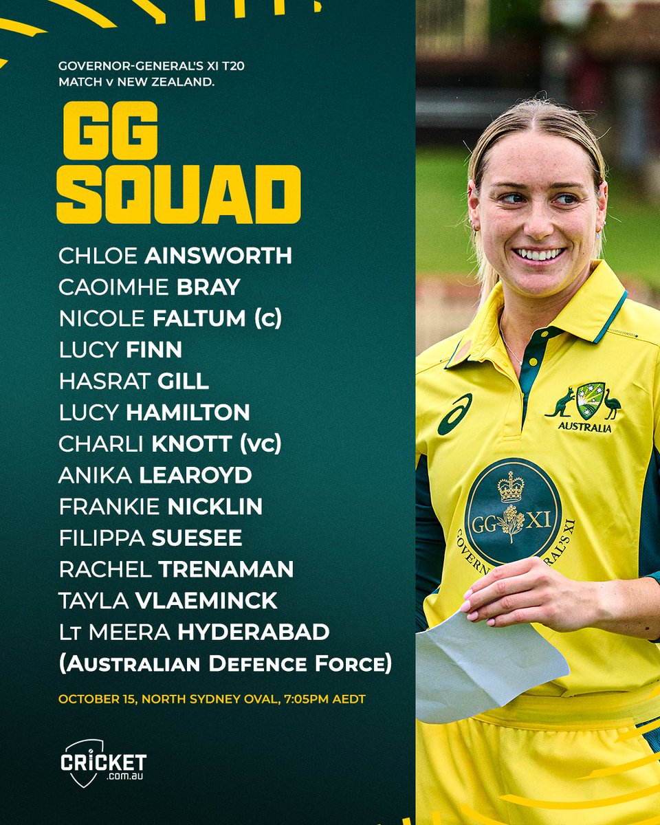cricketcomau's tweet photo. A mix of internationally capped players and talented prospects have been named for the Governor-General's XI: https://t.co/SqAfQzHz3g https://t.co/asV9FWLl9k