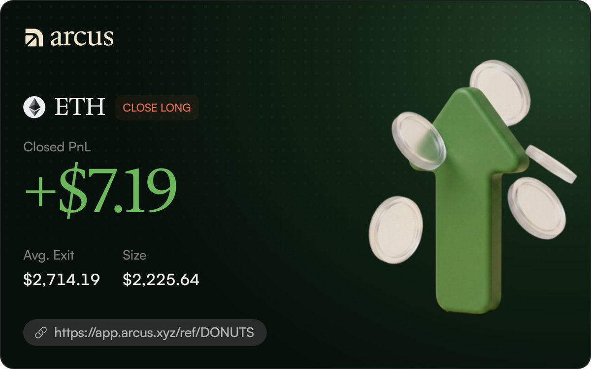 donuts_tramp's tweet photo. One of my ETH trades on @arcus_xyz  made around $7 profit. It’s not a huge profit compared to the fees but it was a natural trade not just for volume what about y ?
#arcus $arcus
Join and start making profits on @arcus_xyz with zero fees.
https://t.co/O9YHuI0nlX https://t.co/a5OrM7IPfi