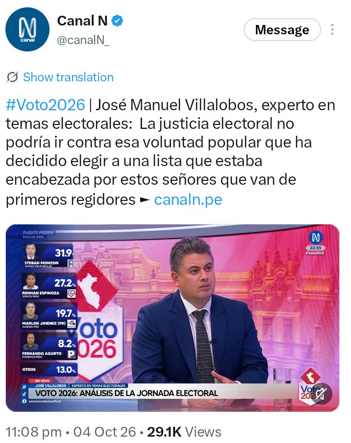 jfowks's tweet photo. Canal N presenta como experto (para comentar ilegalidad de candidatura de RLA) a una persona designada en 2023 por López Aliaga en un cargo pagado. El enlace en la sección de transparencia sobre monto de las dietas en el Patronato del Parque de Las Leyendas está deshabilitado https://t.co/BT57UifTwp