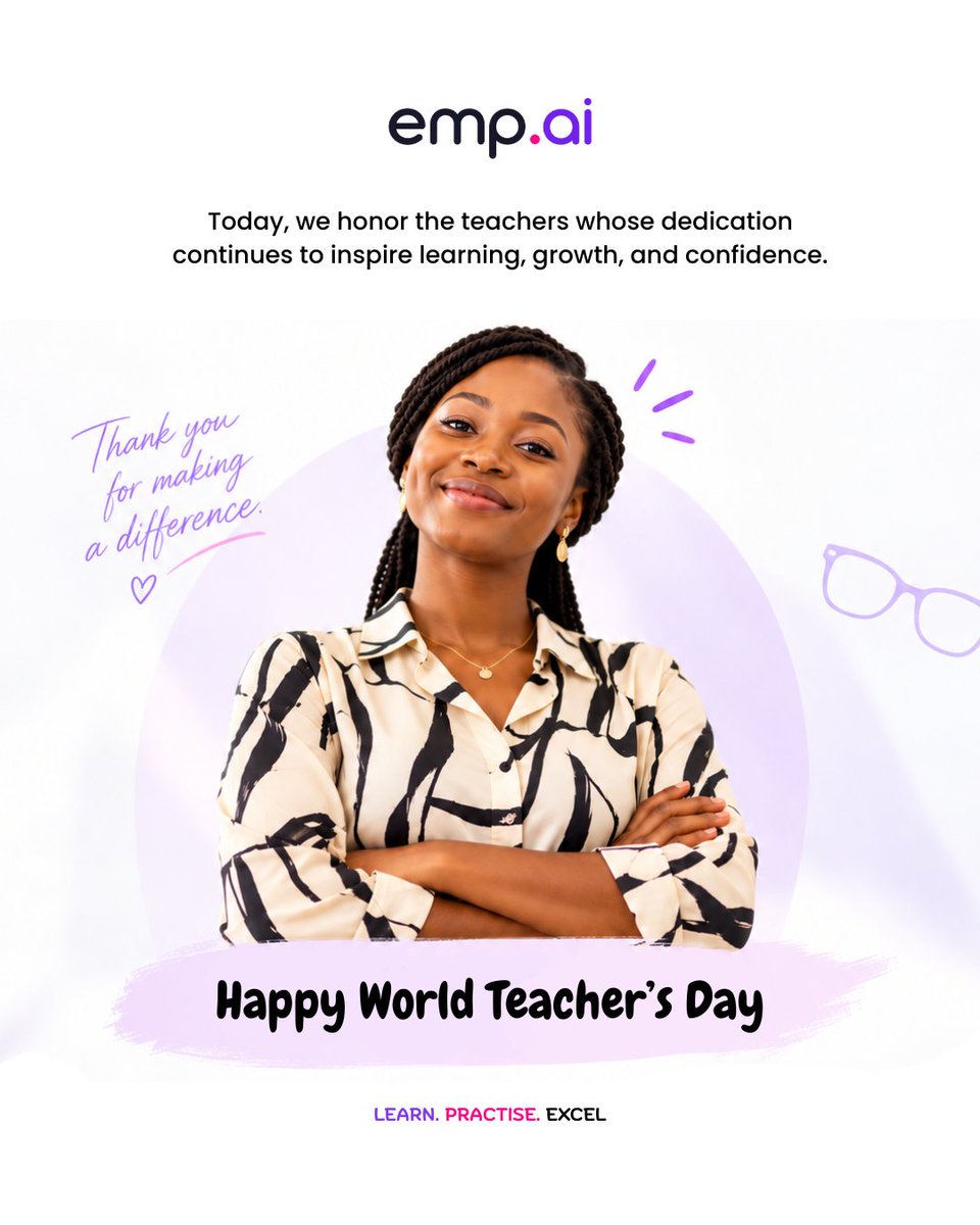 EMPAISPACE's tweet photo. Every lesson leaves a mark, and every teacher leaves a legacy. 💜
Happy World Teachers’ Day from empai. #WorldTeachersDay https://t.co/p2nmgdceBf