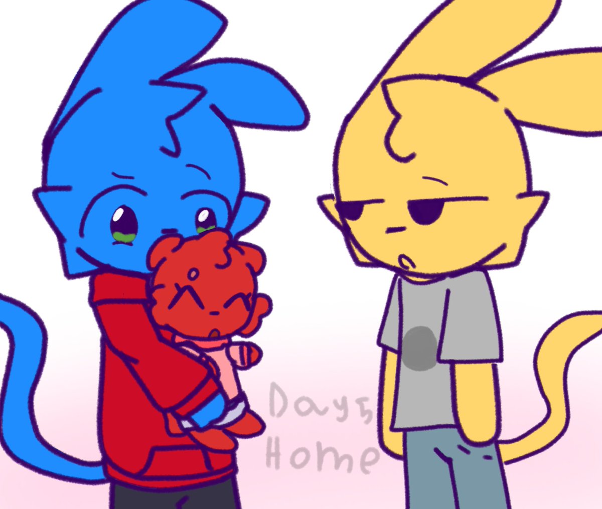 Sumik419709's tweet photo. #ToonTurfTober2026  #Toonturf Day 5: Home
(Me complique mucho en dibujar la casa de Riggy, entonces decidí dibujar a estos tres^^👍) https://t.co/w0HbG2hfus