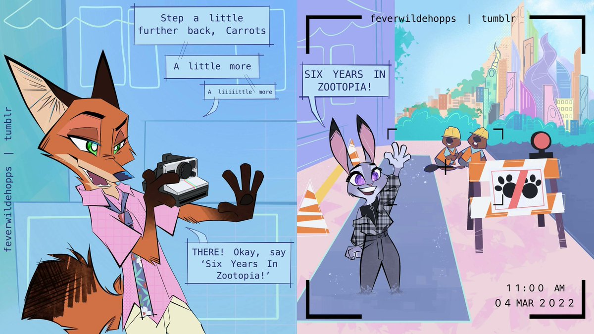 sidneyfmn's tweet photo. Zootopia is a beautiful city, full of animals and incredible stories waiting to be told. I like to view this place as a refuge I can turn to when life feels too heavy—a place where I know the characters I love are doing well, enjoying life in each other's company. Never let a story or a comic make you forget that. #wildehopps #zootopia
