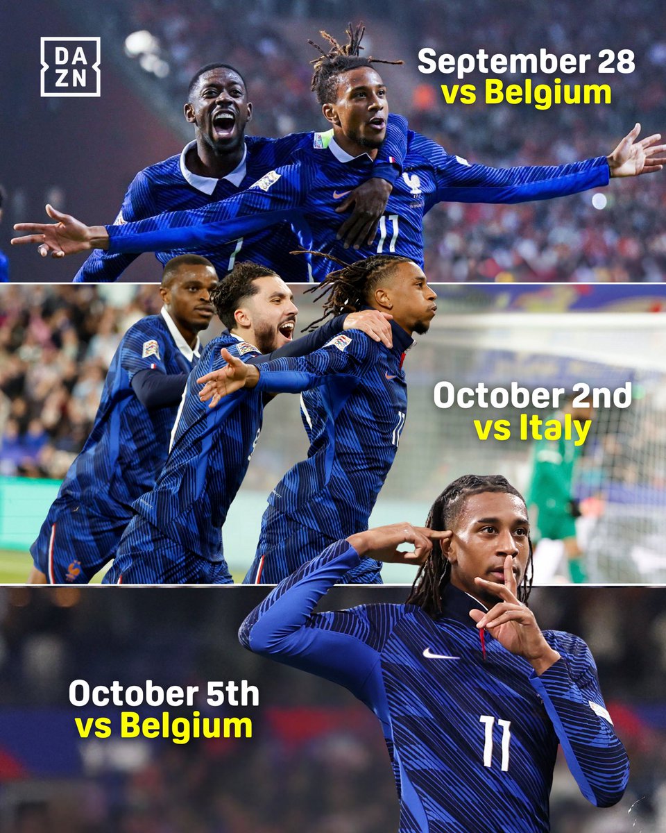 DAZNFootball's tweet photo. Back-to back-to-back ⚽️😤

A not-so-nonchalant run for Michael Olise this #NationsLeague window 💥🇫🇷 https://t.co/Dc9kPWbD5R