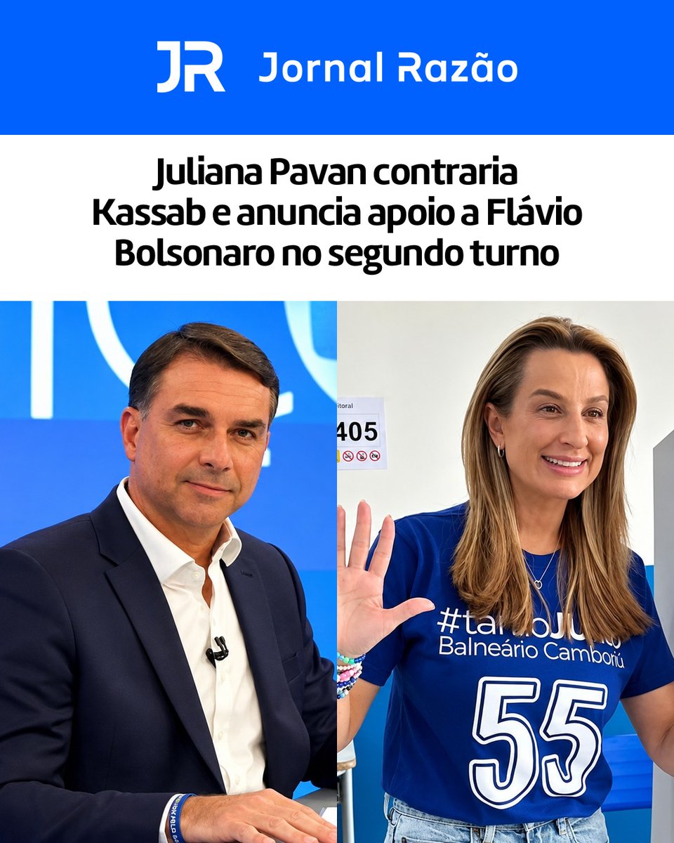 jornalrazao's tweet photo. 🚨🔵 Juliana Pavan contraria Kassab e anuncia apoio a Flávio Bolsonaro no segundo turno

Presidente do PSD em Balneário Camboriú, a prefeita vai contra a neutralidade anunciada pelo comando nacional do partido e diz que a eleição dos irmãos do candidato pode ajudar na obra da BR-101