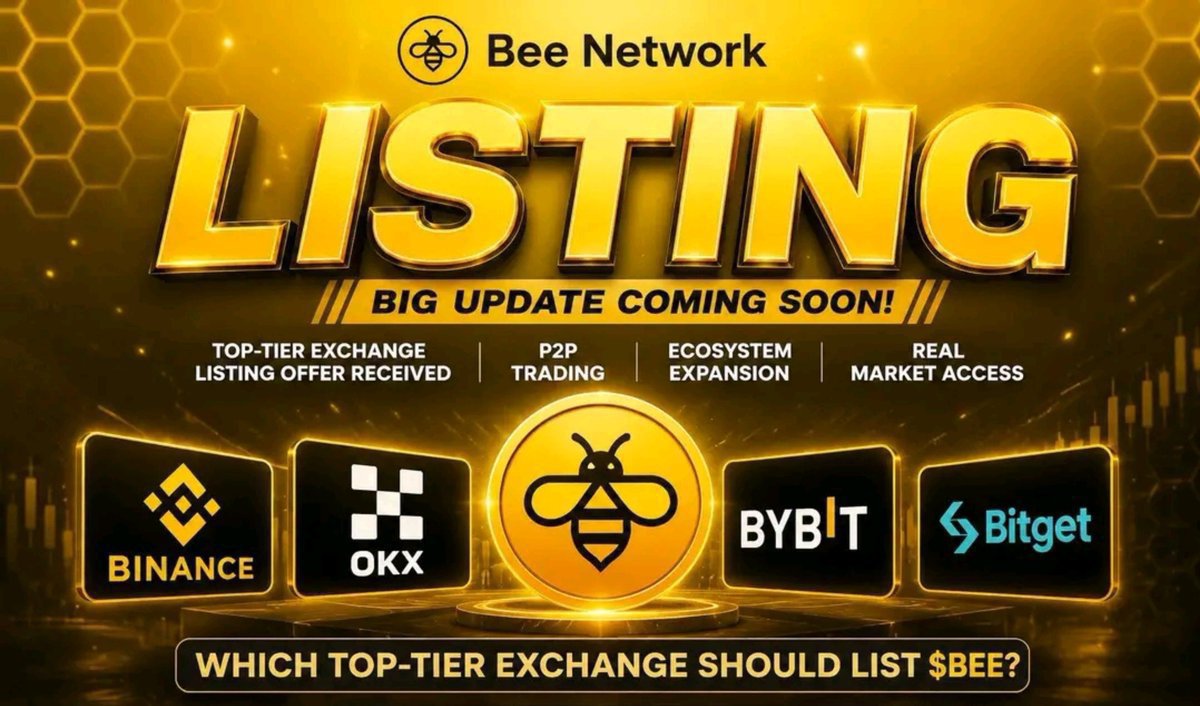 Beenewss's tweet photo. 🐝 Bee Network — BIG UPDATE SOON! 🔥
🏦 Top-Tier Exchange Listing Offer

💰 $BEE Next Phase
🔄 P2P Trading
🌐 Ecosystem Expansion
Which exchange should list $BEE? 👀

🔸 #Binance� 🔸 #OKX 🔸 #Bybit 🔸 #Bitget� https://t.co/0jZK1a2xDg