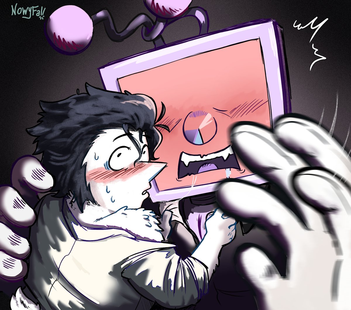 NowyFall's tweet photo. Im late to the party graAAA #Spamtennatober  Day 1 - Paparazzi
CW: A little bit suggestive, they got caught
#Spamtenna #Deltarune https://t.co/BR4pnsELqq