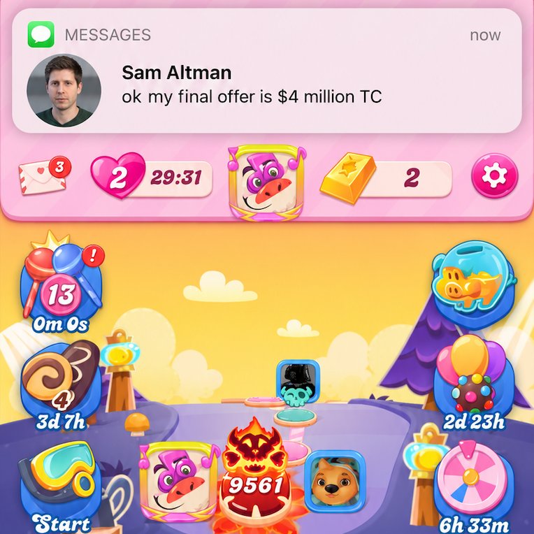 renkevin16's tweet photo. both of our swe interns are over level 9000 on candy crush, is this high signal?

hmu if ur over level 5000 and i'll interview you asap https://t.co/uyFsbsPs9r