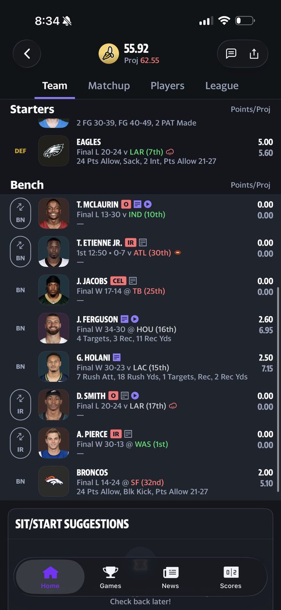 NoGoySlop's tweet photo. This is hands down the worst mf fantasy football team I ever drafted in my 20 years playing https://t.co/hTgSWGGpP7