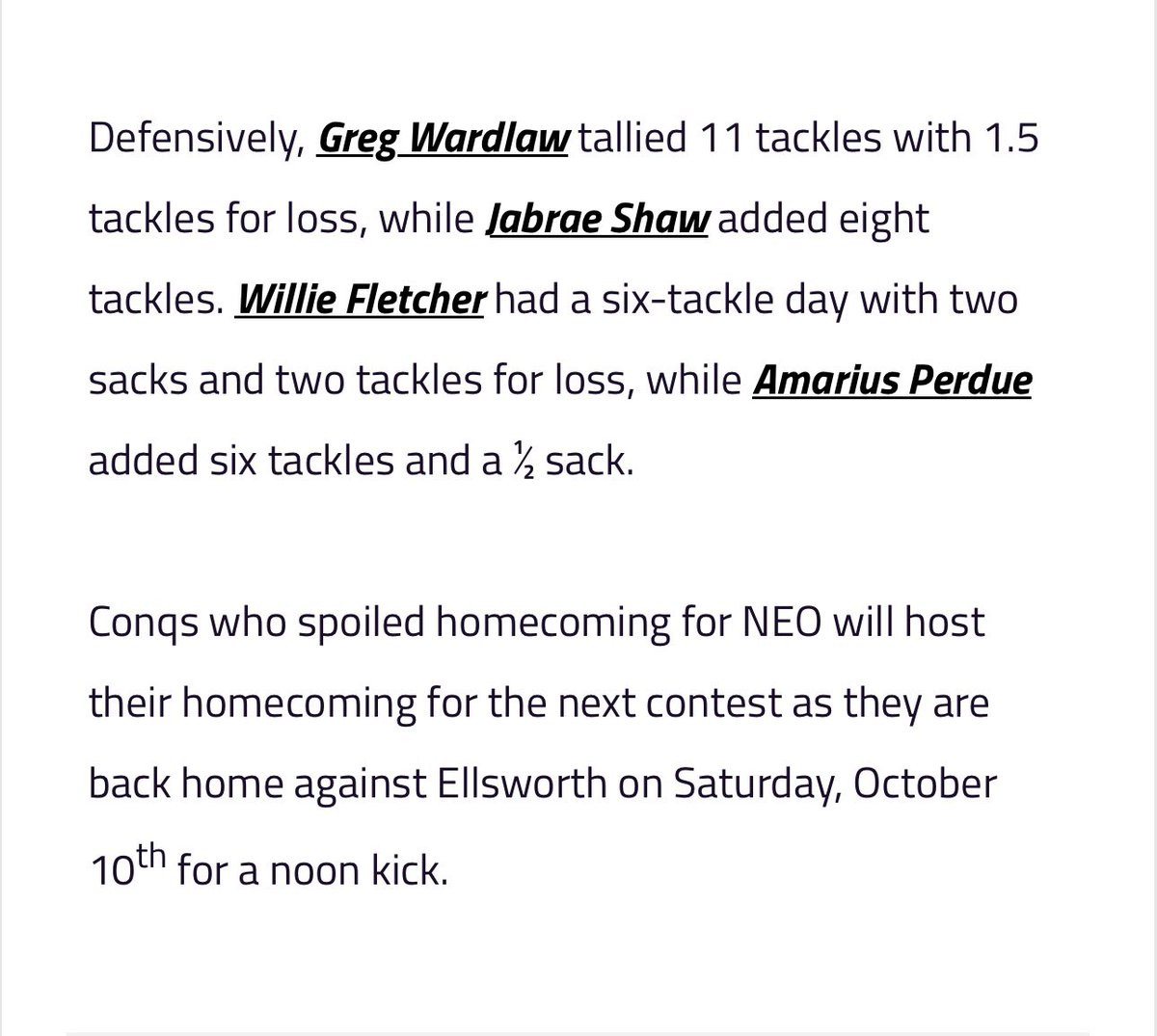 GregWardlawiii's tweet photo. 11 tckls
1.5 tfl
1 pbu 
❌ knocked off #5 team in the nation https://t.co/cAHDs5tBEs