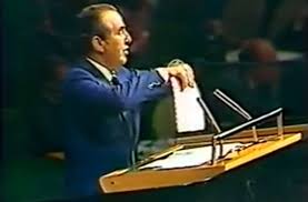 justinpodur's tweet photo. In 1975 the UN passed resolution 3379 that Zionism is racism. The Israeli ambassador went on the podium and tore it up.

There's nothing new under the sun. We're condemned to do this over and over. https://t.co/syq06fSmGq