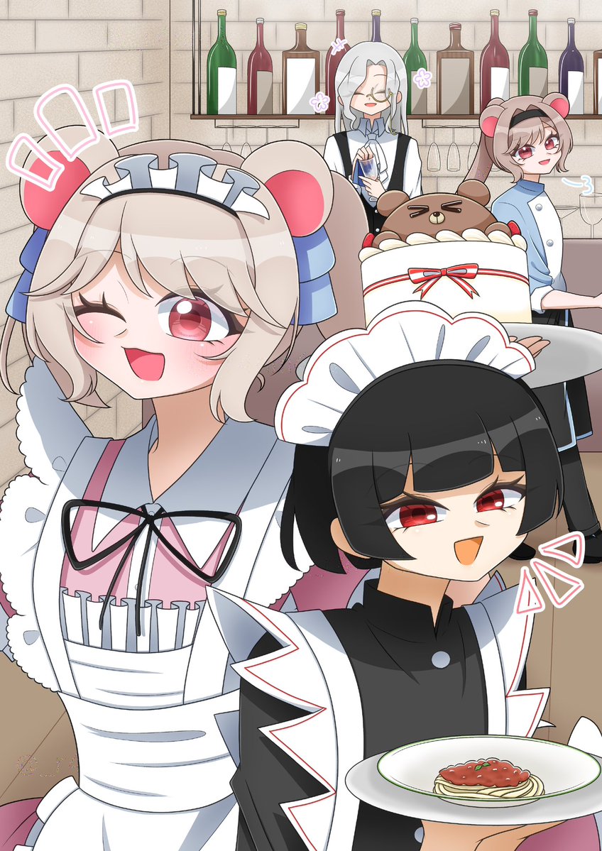 _r4nm4ru's tweet photo. クマの姉妹が経営するカフェの創作です。
#illustration #oc https://t.co/PmSKujydIE