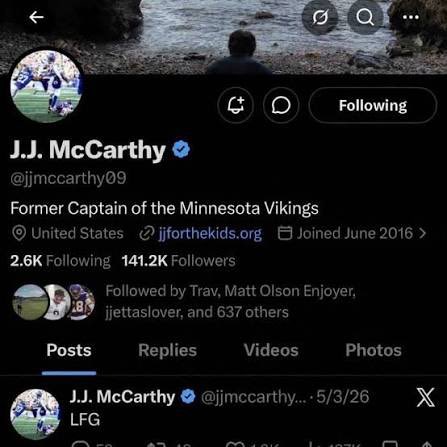 jjmccarthy09's tweet photo. REST BROTHER I HAVE THE WATCH 

#Skol https://t.co/E9LbirRJyb