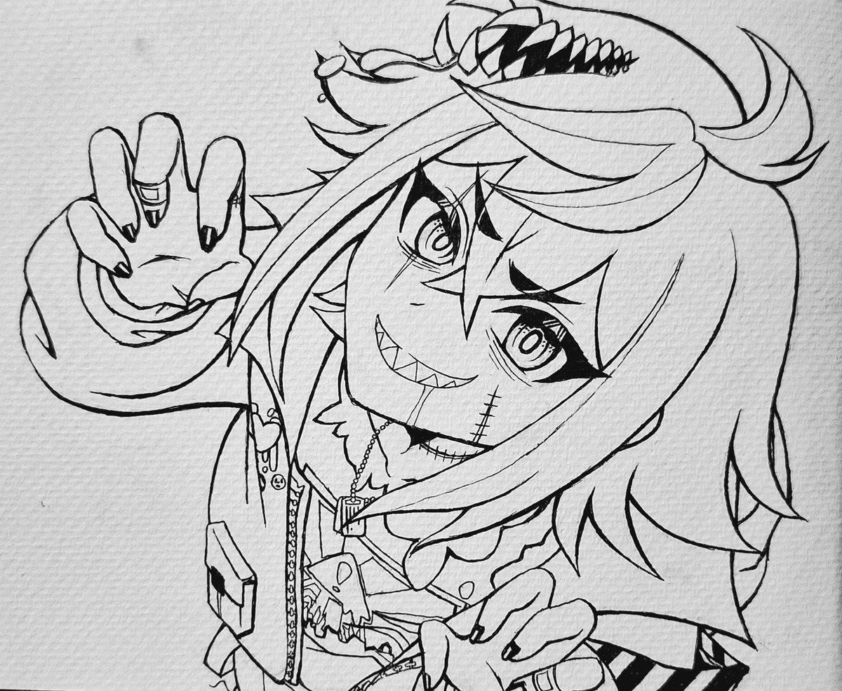 hotyungblustars's tweet photo. guys help, should i try to color this with markers? this is one of my best traditional drawings im scared asf #biohazart #phisnom https://t.co/c0uNQfT84w