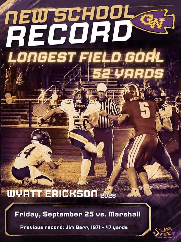 Prokickercom's tweet photo. Congratulations Wyatt Erickson - Ray Guy @Prokickercom alum! School record 52 yard field goal! Great job!! https://t.co/yroP5UwQDD