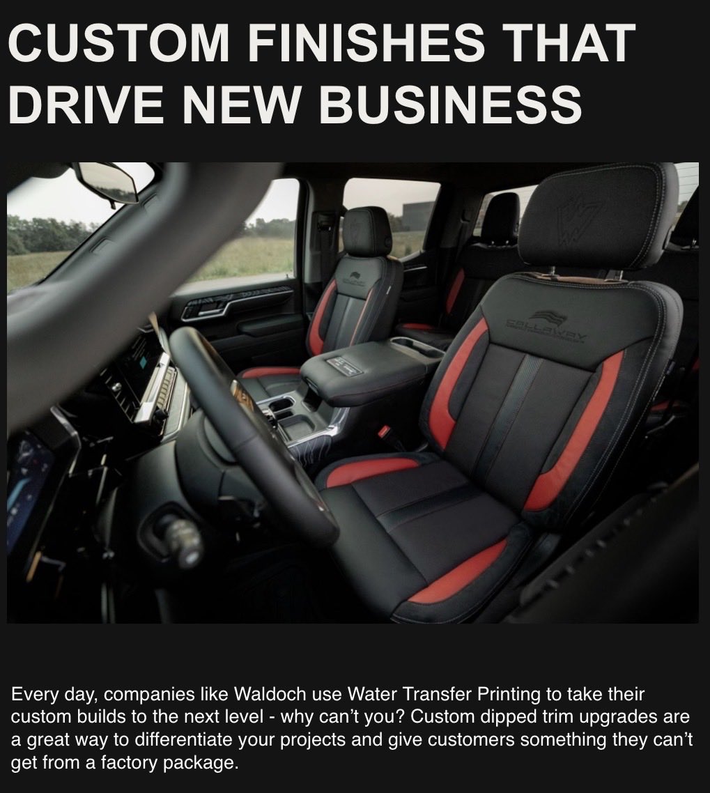 WaldochCustoms's tweet photo. More info on the Black Ops Bold (White Lines) water transfer printing film used in the Callaway Cars Inc x Waldoch Launch Edition Silverado interior.
https://t.co/TcknZcwvxq
#waldoch #callawaycars #watertransferprinting #hydrodip #loweredtrucks https://t.co/id2bgMvcCY