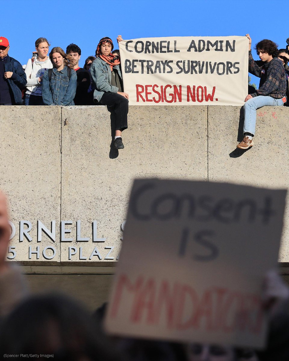 washingtonpost's tweet photo. Hundreds of students demonstrated at Cornell University, demanding the school expel or revoke the degrees of several fraternity members after allegations of gang rape have brought withering national criticism to the administration. https://t.co/VFX2VmtKiC https://t.co/NPKfMyGb5z