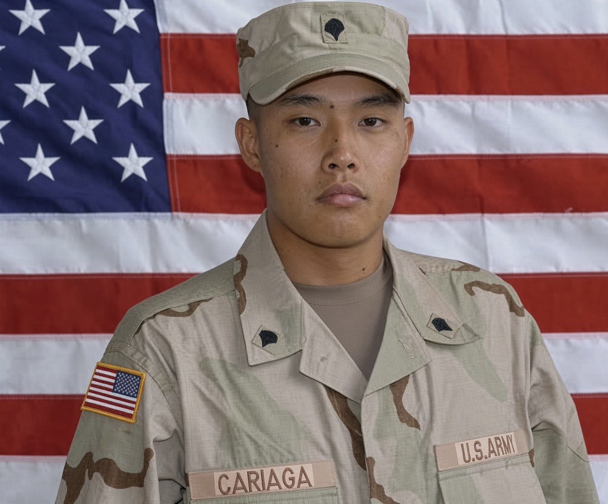 44MagnumBlue1's tweet photo. United States Army Sergeant Deyson Ken Cariaga was killed in action on July 5, 2005 when the Humvee in which he was riding struck a land mine in Hammadi, Iraq. Deyson was 20 years old and from Honolulu, Hawaii. 229th Military Intelligence Company, 29th Separate Infantry Brigade, Hawaii Army National Guard. Remember Deyson.🇺🇸🎖️