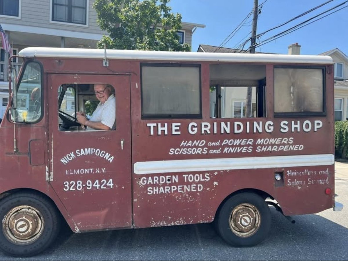 GenXFlashback's tweet photo. Growing up in the 70's on Long Island, this guy was like the ice cream man for grownups. My dad would flag this guy down to sharpen his pruning shears or lawnmower blades like I would run after the ice cream man for a Bomb Pop. https://t.co/bn9xxnq8zd