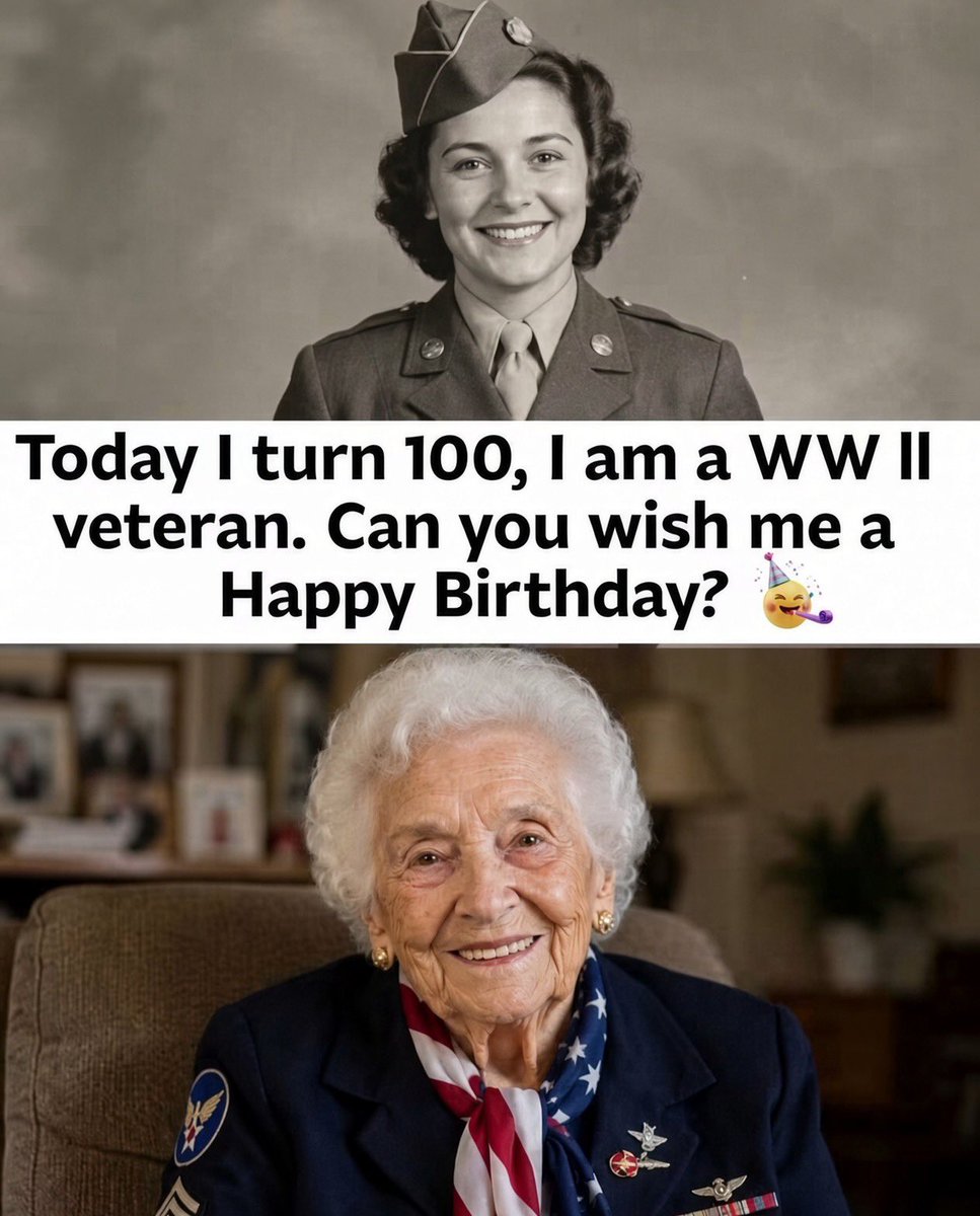 JBMAGA03's tweet photo. Happy 100th to a real American hero. 🇺🇸

She put on the uniform when the country needed her, served in World War II, and is still here a century later with that same smile.

Thank you for your service. Enjoy your day — you’ve earned every bit of it. 

Drop a Happy Birthday below. She deserves to see it.