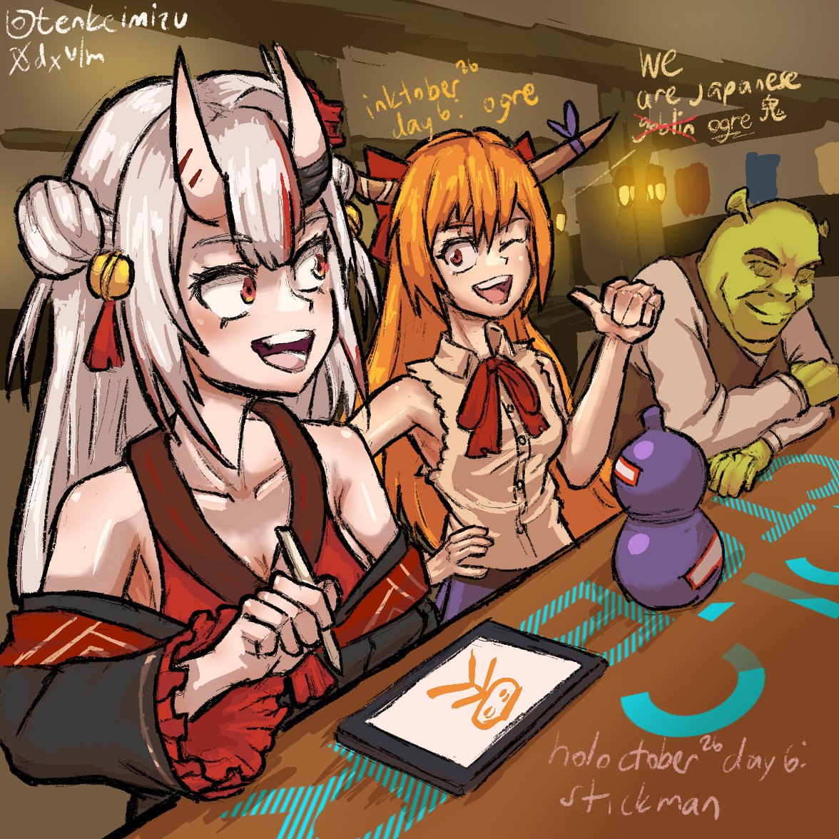 dxvlm's tweet photo. "goblin" at an ogre bar.

Inktober Day 6: Ogre
#holoctober Day 6: Stickman

put more emphasis on the ogre part for this one. and yeah 鬼 (oni) still works as ogre here

happy ogre day!

#百鬼絵巻 https://t.co/LrIRZ3Wjw6