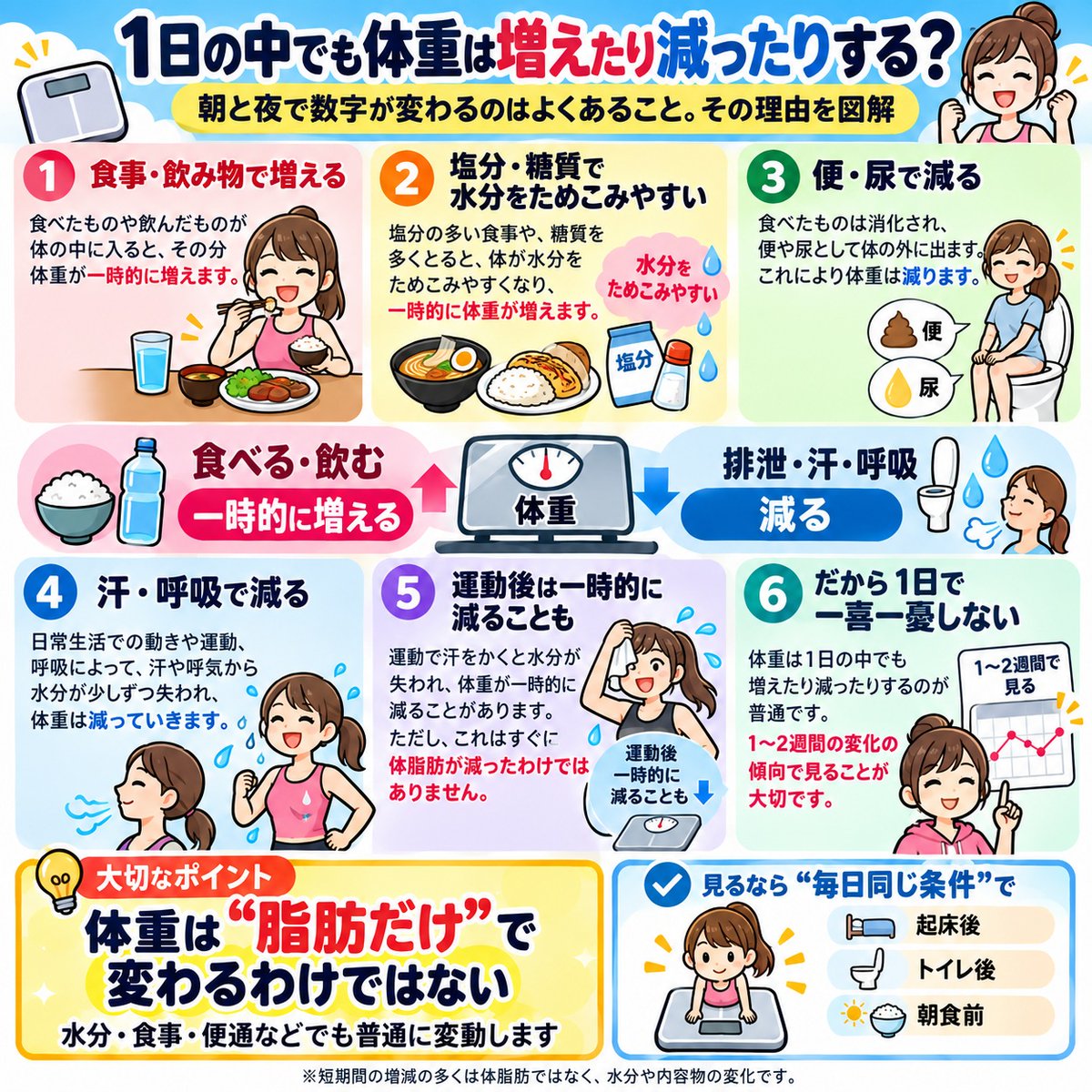 issyunited's tweet photo. 特にダイエット中は、体重数値に一喜一憂しがち。

わかる。気持ちはわかる。

ただ、体重は常に変化するものなのでとらわれすぎても意味がない。

気にしすぎてストレス→コルチゾール分泌→食欲増進→爆食リバウンド

の負のループへ。

体重数値の正しい付き合い方は、 https://t.co/SyzcTTSp8w