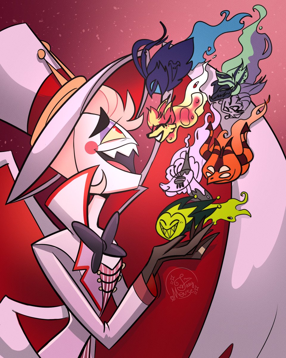 faeymouse's tweet photo. Piece I did for Day 2 of #imptober : Pride! Love the concept of Lucifer being a proud but estranged dad to all the Sins. Made the Sins little chibi things because I thought it'd be cute

#helluvabossfanart #lucifermorningstar https://t.co/3QEDwwqc3q