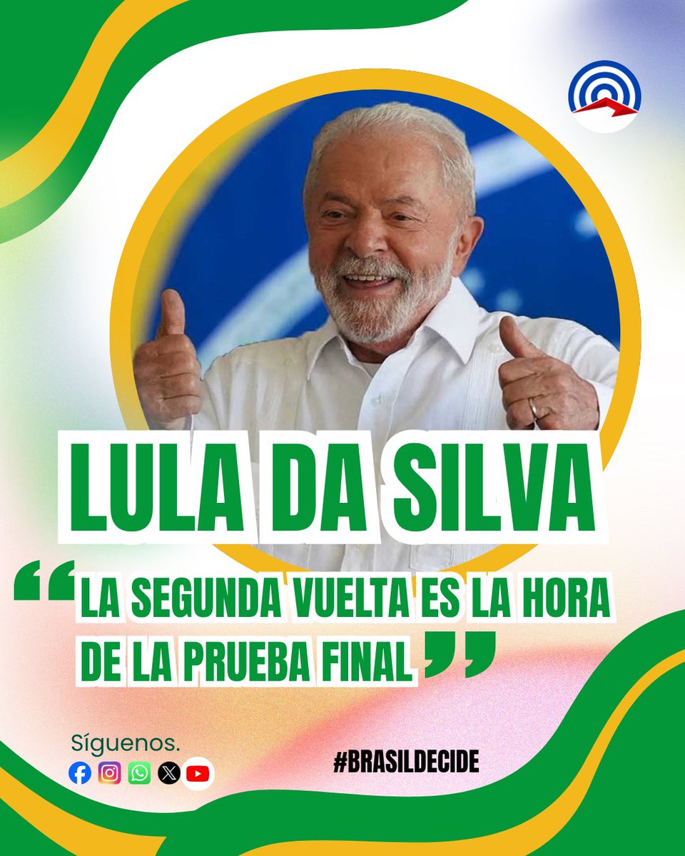 RadioHabanaCuba's tweet photo. "La segunda vuelta es la hora de la prueba final".
#Brasil #Lula #brasildecide https://t.co/9mkAABxpAH