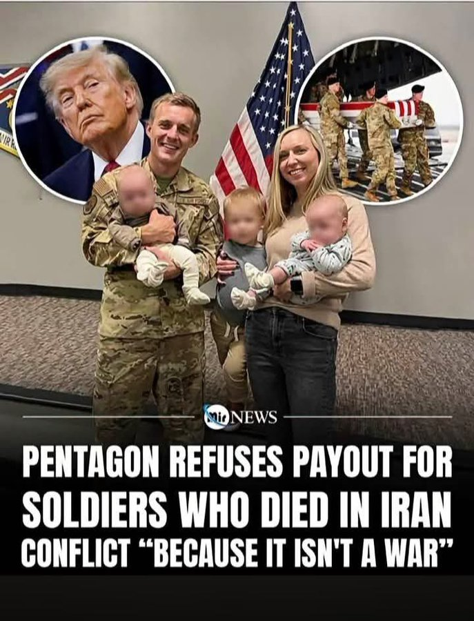 BladeoftheS's tweet photo. Fight for the US and when you get killed they will claim it isn't a 'war' and your family gets nothing.

Don't die for the Orange Clown. https://t.co/7v2xnCvOXt