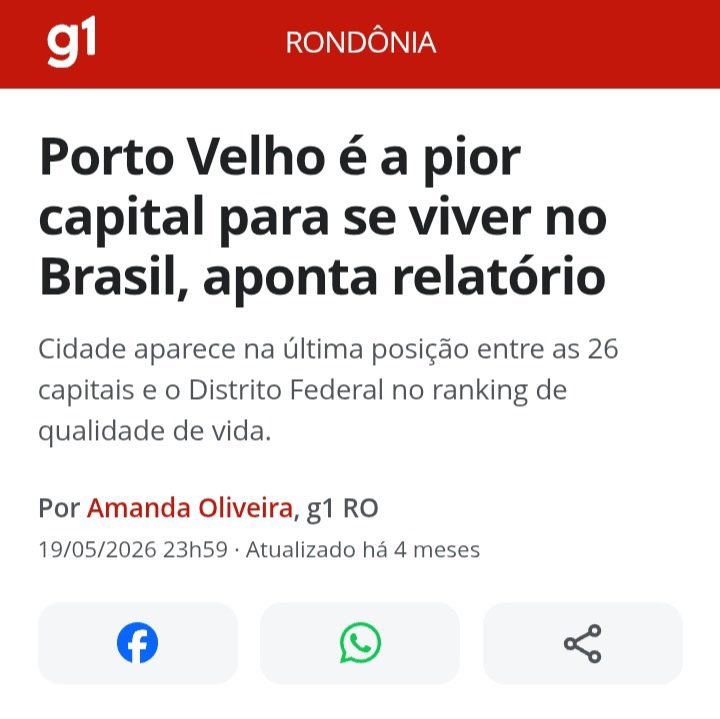 hiagohrr's tweet photo. Rondônia 15 anos em poder da direita / extrema direita, deputados, senadores, governadores, vereadores quase que em totalidade de direita por anos, é isso aqui o resultado:
Pouco a se orgulhar viu https://t.co/51BBNZQaeQ
