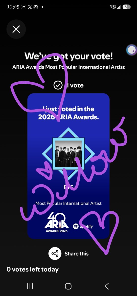 Willzbakes's tweet photo. I just voted for my pick for the 2026 ARIA Awards! Jump in and cast your vote now.
#ARIASBTS 
https://t.co/oF7MRjHBpL https://t.co/QcgmXI40SU