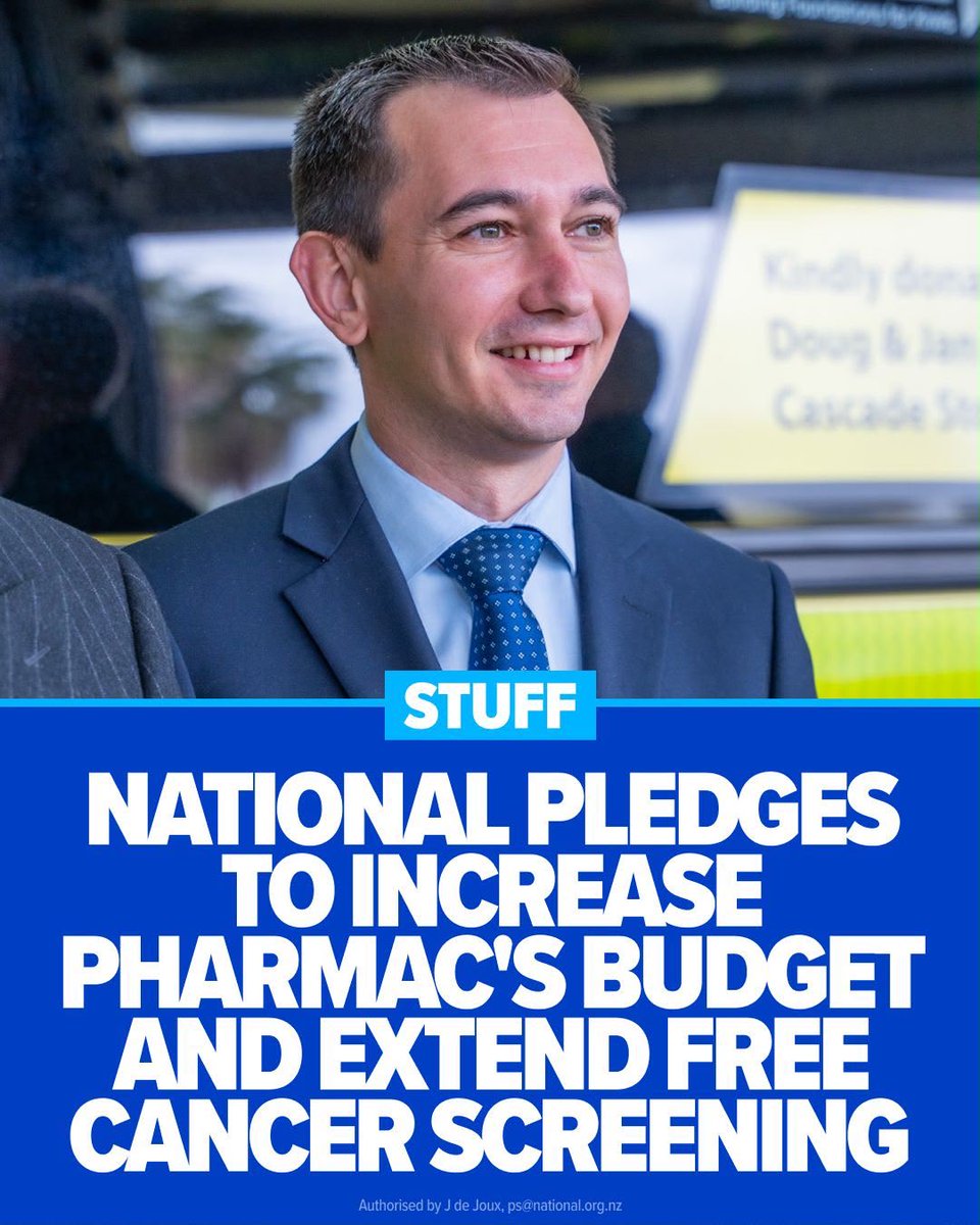 CarlBates's tweet photo. National will put Kiwis first with more money for medicines and catching cancer early when it’s most treatable. https://t.co/0KYRTCT3m8