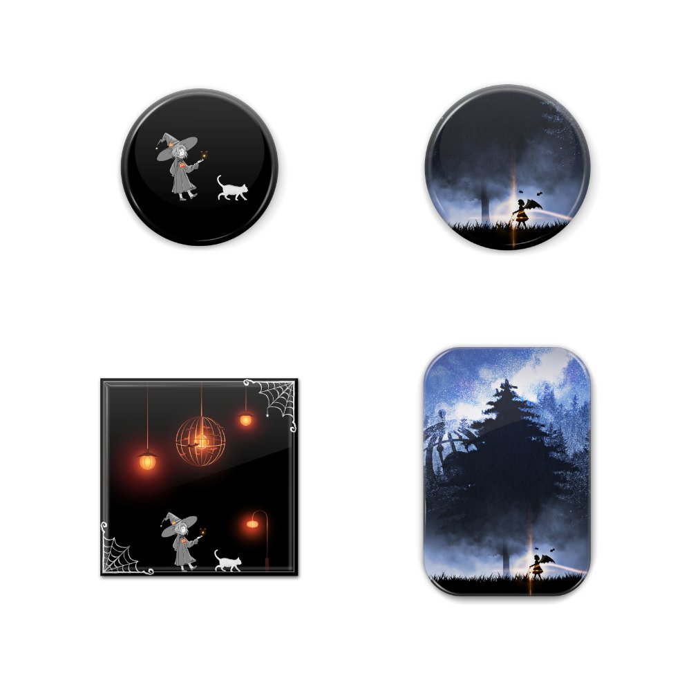 _endlesscat's tweet photo. ハロウィンをイメージした缶バッジとステッカーを作りました。
秋の装いにいかがでしょうか。

https://t.co/RJIuAVzQzk

#ハロウィン　#Halloween https://t.co/VjyBQ1XP9h