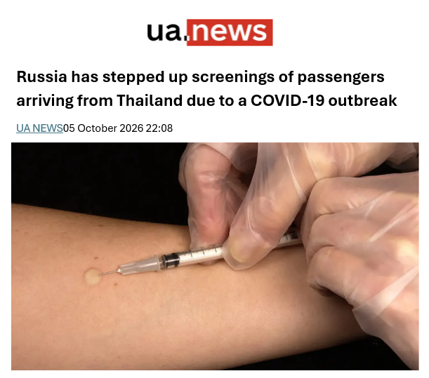 BigBadDenis's tweet photo. 🇷🇺"Russia has stepped up screenings of passengers arriving from Thailand due to a COVID-19 outbreak"

Russians returning from Thailand reportedly face temperature checks before leaving planes amid a COVID surge.

Thailand has recorded ~140,000 cases and 26 deaths in 2026. https://t.co/WPmtoaDl8U