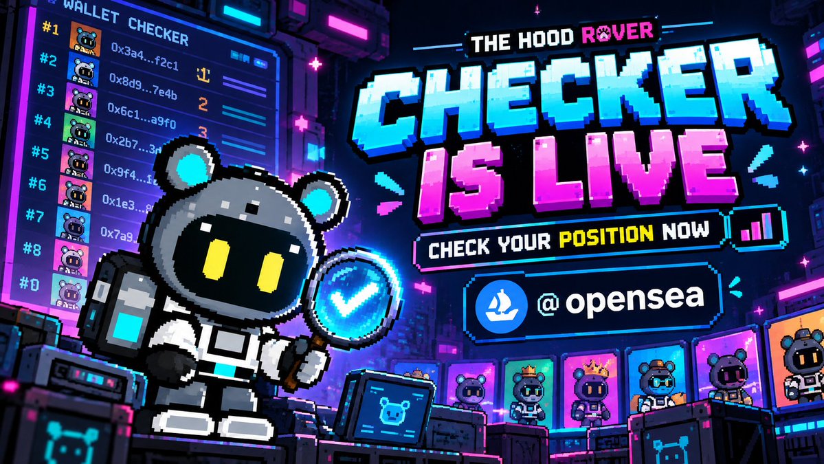 thehoodrover's tweet photo. THE HOOD ROVER CHECKER IS LIVE!

🔎 CHECK YOUR POSITION:

https://t.co/cPxwh09UDP⁠

MINT DETAILS
📅 6th October — 12:00 PM UTC
⛓️ Robinhood Chain
🤖 Supply: 1,111 NFTs
🎟️ GTD: FREE
🎟️ WL: FREE
💰 Public: 0.002 ETH

@opensea ⛵️
The Hood Rover is almost ready to mint. https://t.co/bRFwX7KwuB