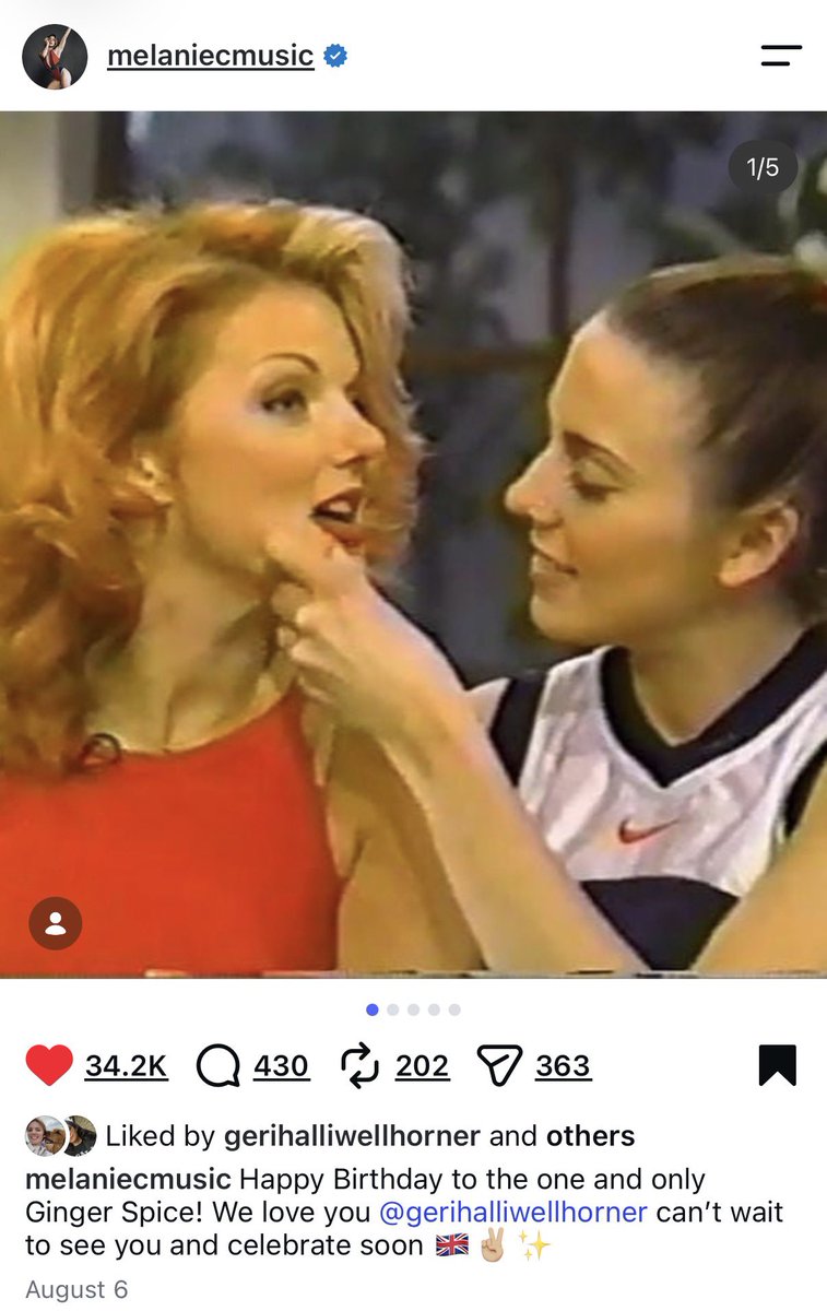 mypalwest's tweet photo. still stuck on the concept of choosing THIS photo to wish Geri a happy birthday with 😭😭😭😭 oh Melanie wanted to be lesbian so bad https://t.co/Q6ubqtWxjj