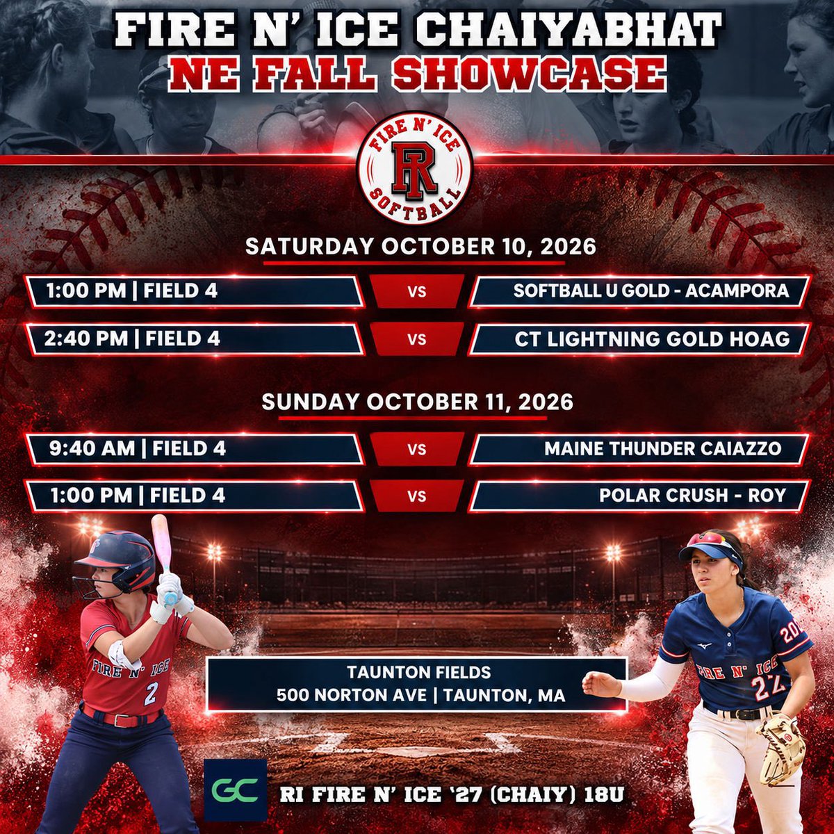 corafloriani50's tweet photo. Sharing my schedules for this weekend’s showcase! I’ll be playing with Fire N’ Ice 18U Blue Fonseca and also guest playing with the 2027 Chaiy team. Looking forward to a great weekend of competition!  @fire_ri @CoachFons_Brown @jbaris3 @WBSportsRecaps @EC_Recruit @CoastRecruitsSB @PrepSoftball @MaxPreps @ExtraInningSB @NCSA_Softball @ncsa @NCAASoftball