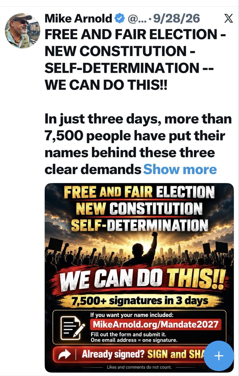 ngoziora's tweet photo. Press release; 10/5/2026

An ex Texas mayor Mike Arnold has threatened thousands of innocent Biafrans on his social media post Twitter. The post which has gone viral told Biafrans that the Nigeria terrorist state “will BOMB them again and Nothing will happen”(exhibit 1)

This mayor who lures innocent Biafrans to participate in Nigerias upcoming 2027 political parties election  encourages Christian Biafrans to recognize Nigeria political parties which have been  declared as a terrorist organization by a Canadian federal court (attached). This is not only scary coming from a former mayor from the freest country in the world, but also promotes terrorism.

The ex mayor was captured on social media addressing the self determination of over 50 million Biafrans  which happened in Lahti Finland  on November 29, 2024 as a scam and sham, he refers to the leaders of the new Christian Nation as fraud, and scam without any proof thus empowering a terrorist and colonial state of Nigeria and undermining the fundamental freedom of a People to self determination (attached)

The United States of Biafra redeclared their independence on November 29, 2024 (watch video), following a self referendum where over 50 million Biafrans voted to exit the terrorist state of Nigeria.

Nigeria state reintegrates and rehabilitates known terrorists such as Boko Haram, ISWAP and recruit them into its  into its military, police and special forces. These terrorists behead teachers, burn human bodies and forcefully remove Biafra citizens from their quiet homes at night. 

The Nigeria state has been declared as a country of particular concern by the United States of America. 

The United States of Biafra leaders hereby call on appropriate authorities to investigate the ties of this mayor to the Nigeria government and his interest in promoting terrorist political parties  of Nigeria to undermine the freedom of 80 million indigenous Biafrans

DPM

@FBIDirectorKash @FBI @CIA @INTERPOL_HQ @Interpol @amnesty @realDonaldTrump @FLOTUS @EricTrump @VP @SenTedCruz @jihadwatchRS @WalidPhares @washingtonpost @cnni @cnnbrk @BBCWorld @FoxNews @batten_von @RepRileyMoore @MikeCollinsGA @UN_HRC @UNHumanRights @_AfricanUnion @netanyahu @Huuhkajat @yleuutiset @HouseForeignGOP @HouseGOP @SusieWiles47 @MobilePunch @SaharaReporters @ARISEtv @channelstv @foxnewspolitics