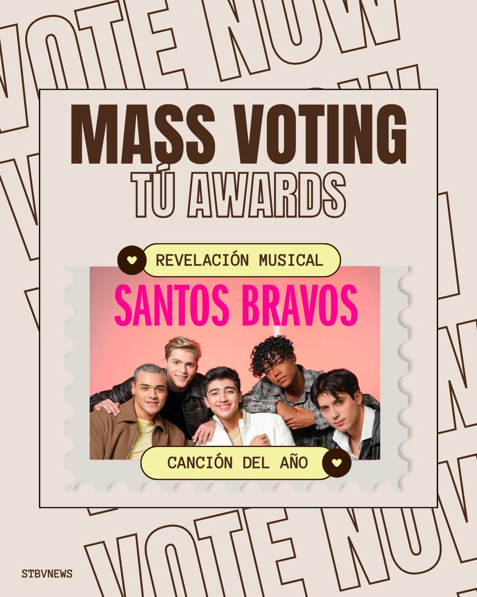 stbvnews's tweet photo. 📢 | Our first 𝐌𝐀𝐒𝐒 𝐕𝐎𝐓𝐈𝐍𝐆 session officially 𝐒𝐓𝐀𝐑𝐓𝐒 𝐍𝐎𝐖!

DUALs, join us and vote for #SANTOSBRAVOS at the:
𝗧𝗨́ 𝗔𝗪𝗔𝗥𝗗𝗦 — 2 DAYS LEFT
• Revelación Musical: https://t.co/JL26cCFFQW
• Canción del año: https://t.co/aZuUAUYfi2

Post your proof below ⬇️ https://t.co/Vdh91j5olW