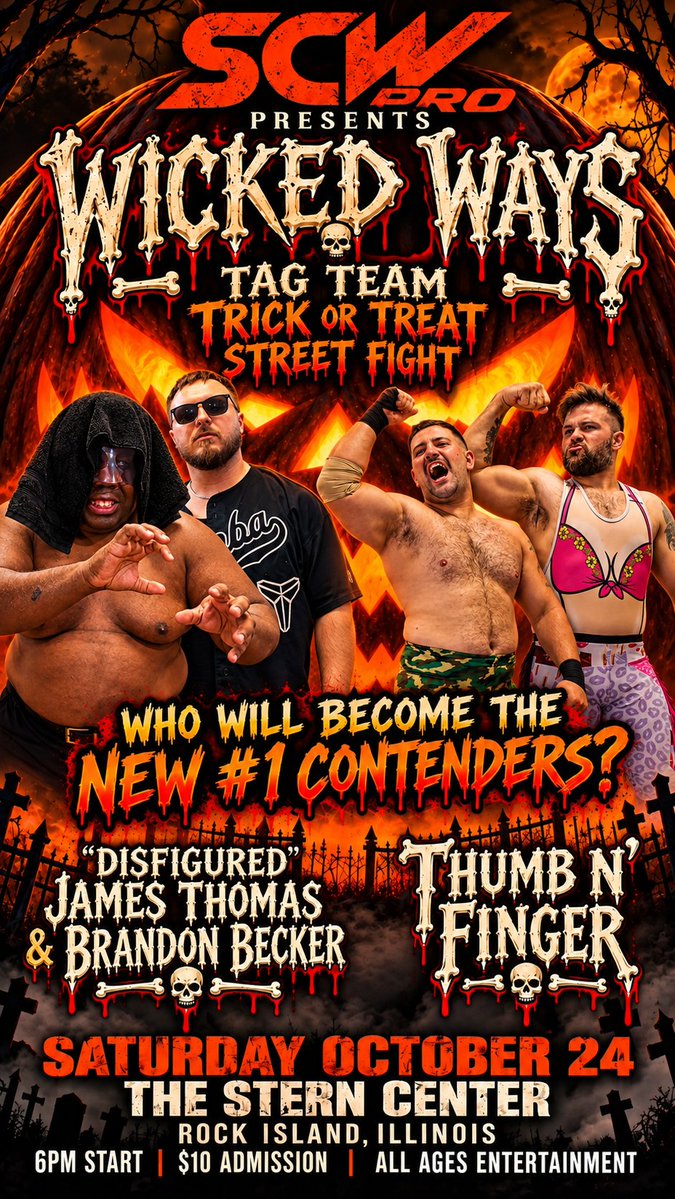 SCWPro's tweet photo. 🚨 BREAKING NEWS 🚨

As announced on The Fast Count w/SCWPro tonight, on October 24th at The Stern Center it will be...

@JaredThumb / @TheJaysonPaul

vs

@PrimeTimeJT93 / Brandon Becker

In a TAG TEAM TRICK OR TREAT STREET FIGHT for #1 contendership to the tag titles! #WWERaw https://t.co/G8fmiccQYV